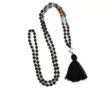 Asijský růženec lávový kámen s černým střapcem