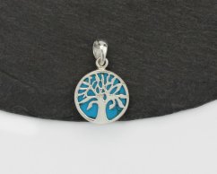 Stříbrný přívěsek Strom života v modrém poli