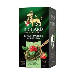 Zelený aromatizovaný čaj Richard Royal Strawberry & Aloe vera (25 sáčků) 37,5 g