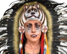 Závěsná dekorace Indiánská náčelnice s vlkem 120 cm - var. A