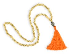 Japa Mala dřevěná natural Buddha - oranžová