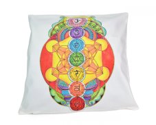 Povlak na polštář Bílý barevné čakry
