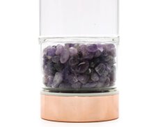 Čajová láhev z křišťálového skla s minerály - Ametyst