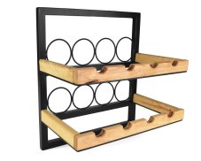 Dřevěný nástěnný stojan na víno s kovovým rámem Madison 52 x 47 cm