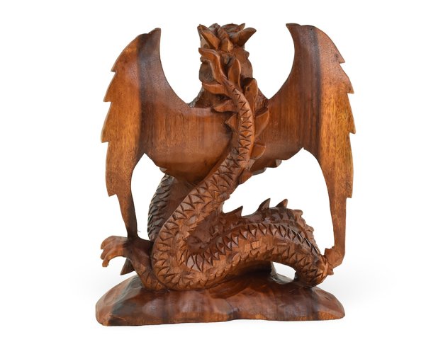 Dřevěná socha Drak 30 cm - roztažená křídla