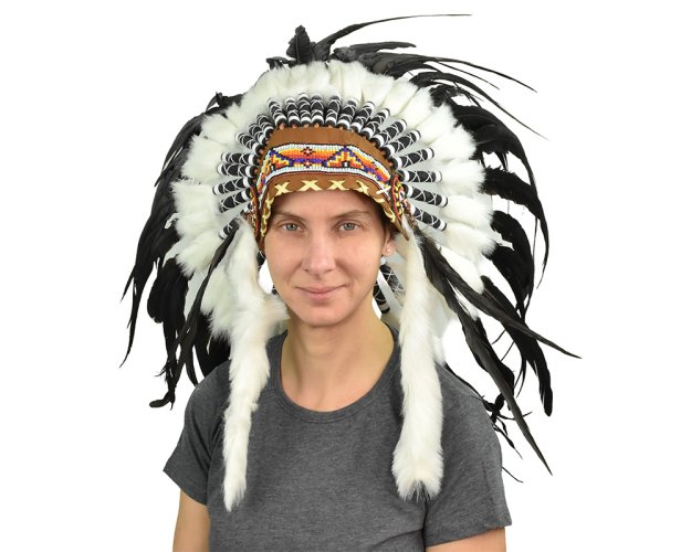 Indiánská čelenka černobílá var. D