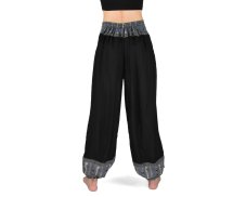 Kalhoty jóga PABITRA, černé, šedý egyptský vzor