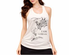 Dámské tílko I AM A DREAM, bavlna, krémové, L