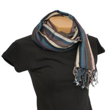 Šála rayon pruhy modrá