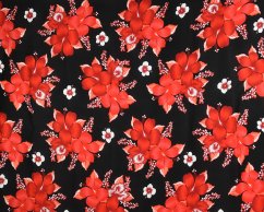 Sarong - Pareo REN, Hibis, černý, červený květ, var. B