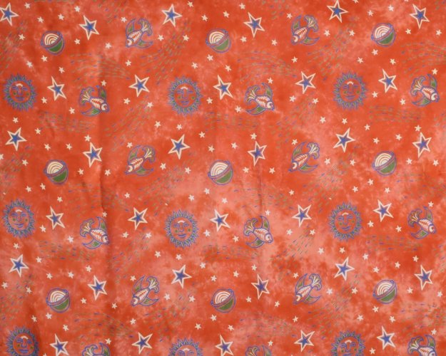 Sarong ASHA, oranžový, motiv vesmír,  II. jakost
