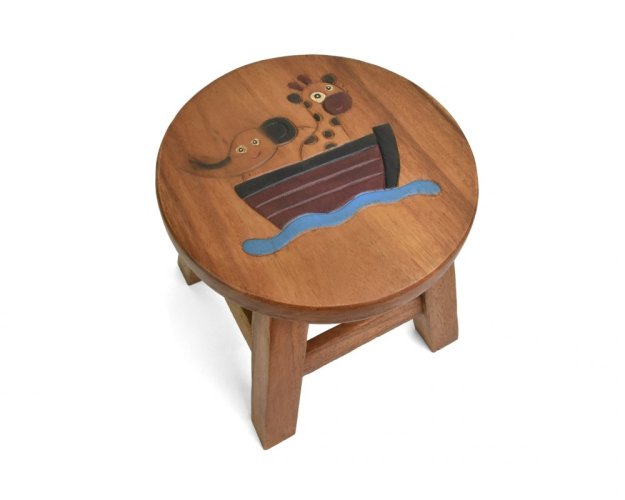 Stolička dřevěná dekor zvířátka v lodi