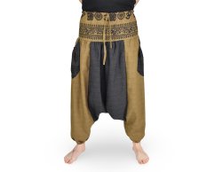 Harémové kalhoty aladin PATHA DUO, šedo - hořčicová