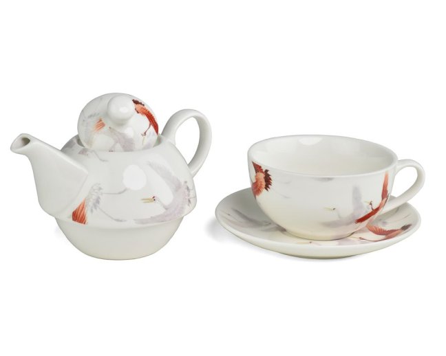 Set čaj pro jednoho Royal Tea Crane bílý 400 ml II. jakost