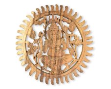 Závěsná dřevěná dekorace Ganesha světlá - 30 cm - II. jakost