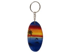 Klíčenka dřevo, Hawai kulatý surf tmavě modrý s palmou