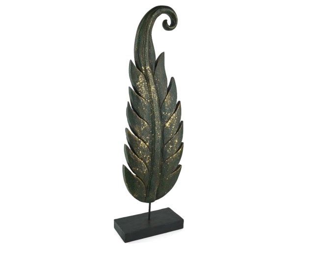 Dřevěná dekorace Twisted Leaf zelená pravá - střední