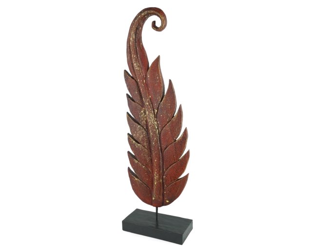 Dřevěná dekorace Twisted Leaf červená pravá - velká
