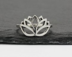 Stříbrný prsten jednoduchý Lotosový květ