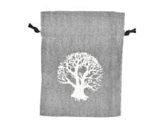 Dárkový stahovací pytlíček Strom života - šedý - 11 x 14 cm