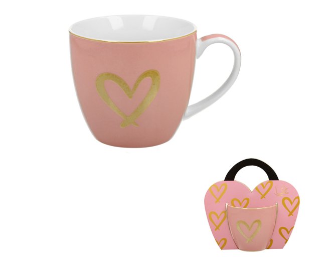 Hrnek Zlaté srdíčko, růžový 400 ml