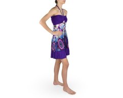 Dámské šaty KOMAL s kanýrem, fialové, květy II