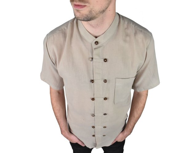 Pánská košile s krátkým rukávem RENSHU, béžová, II. jakost