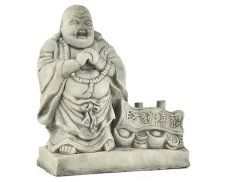 Zahradní betonová dekorace - Buddha Hotei s ingoty a mincemi štěstí