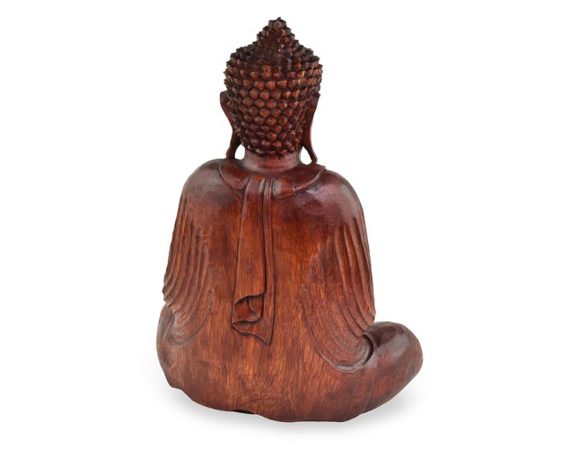 Dřevěná soška Buddha 40 cm tmavá - Dhyana Mudra - meditace - II. jakost
