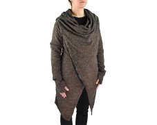 Kardigan ADA s límcem, dvoucestný zip, hnědý