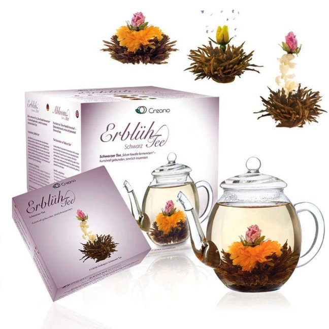 Dárkový set Creano Black Tea - skleněná konvice a 6 ks čaje