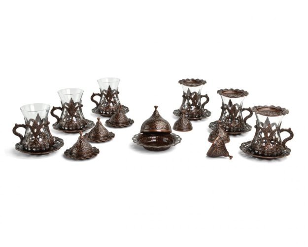 Turecký čajový set Sultan - tmavý bronzový odstín