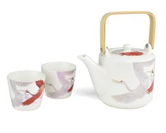 Čínský porcelánový set konvičky a dvou kalíšků Royal Tea Crane - bez krabice