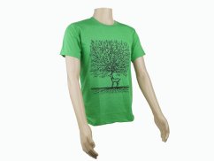 Pánské triko s potiskem, zelené, jelen se stromem
