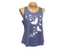 Dámské tílko Yoga, polyester, modrošedé, motýlci