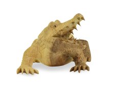 Dřevěná soška Krokodýl 12 cm - var. C - II. jakost