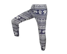 Kalhoty Joga WIN , bavlna, modré, bílé ornamenty