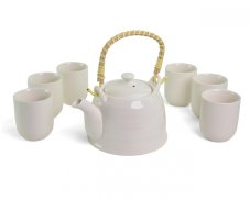 Keramická čajová souprava - Bílá
