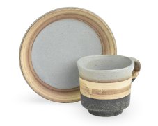 Japonský keramický šálek s podšálkem světle modrý 130 ml