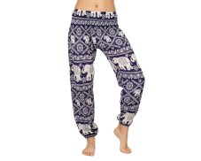Kalhoty Joga WASTE, fialové, bílí sloni
