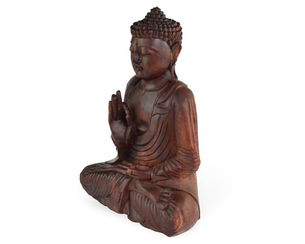 Dřevěná soška Buddha 40 cm tmavá - Vitarka mudra - učení - II. jakost