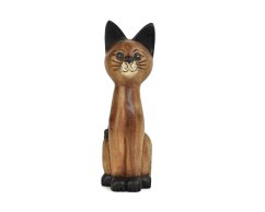Dřevěná dekorace Sedící kočka 31 cm