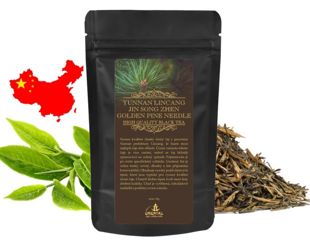 Černý čaj China Yunnan Lincang Jin Song Zhen (Golden Pine Needle) - 50 g Premium Selection