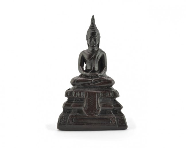 Buddha meditující, pryskyřice, tmavý, 8 cm