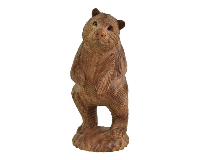 Dřevěná soška Stojící medvěd 30 cm - jednobarevný