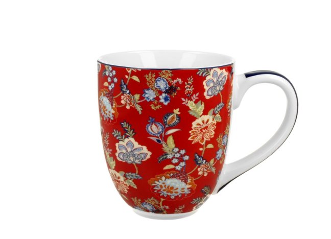 Hrnek XXL ČERVENÝ S KVĚTY 1000 ml