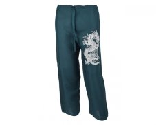 Kalhoty Nippon dlouhé, bavlna, tmavě zelené, drak III