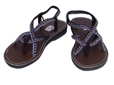 Sandály Vanida vázané, hnědo-bílé