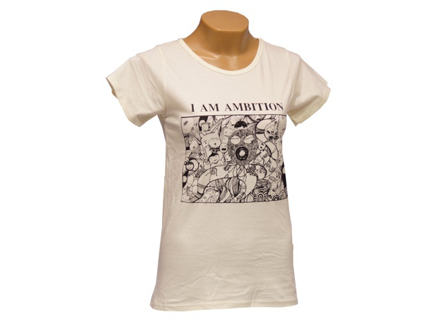 Dámské triko I AM AMBITION, bavlna, krémová - Velikost: M