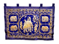 Nástěnný obraz Elephant, flitry, modrý, rostlina